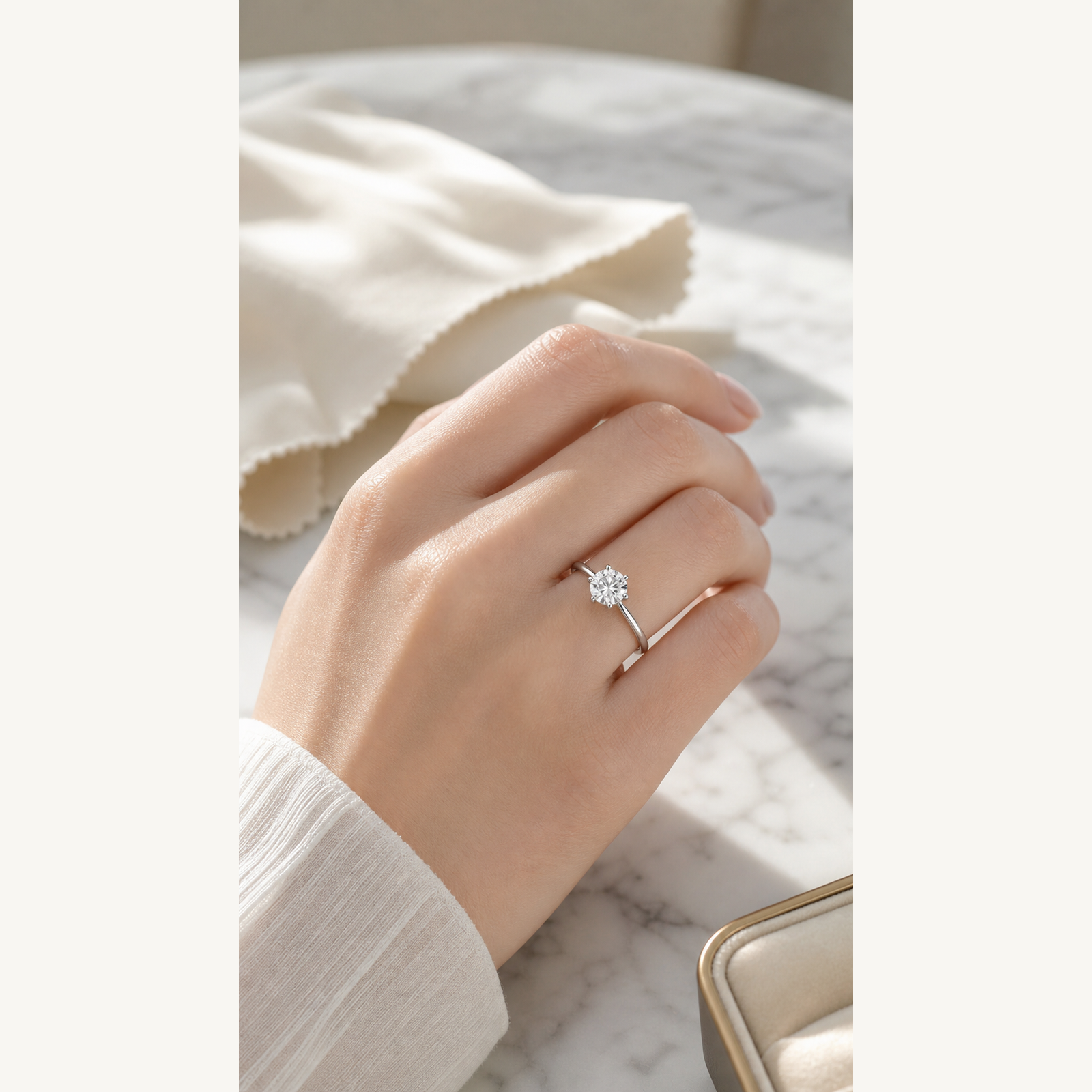 NKGEM lab-grown diamond ring on hand